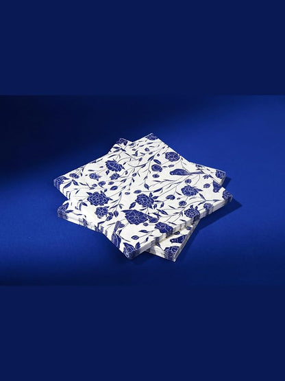 20 Pack Designer Paper Napkins, 3-Ply 6.5x6.5-inches Disposable Decorative Blue - Image 10