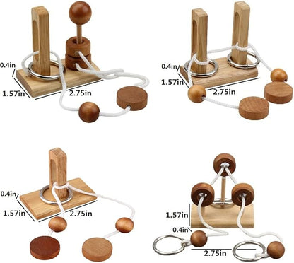 Brain Teaser Puzzle Wooden Threading Rope Loop Puzzle Luban Lock Brain Teaser - Image 2