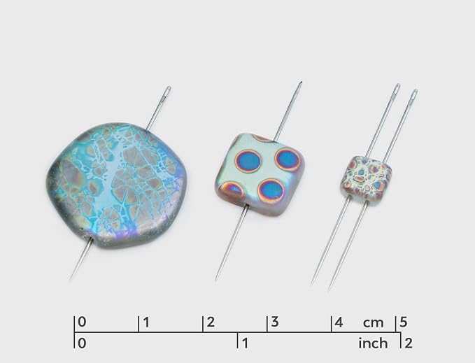 1.75 oz Mix of Unique Czech Bohemia Glass Pressed Beads, Light Blue AB Sliperit - Image 2