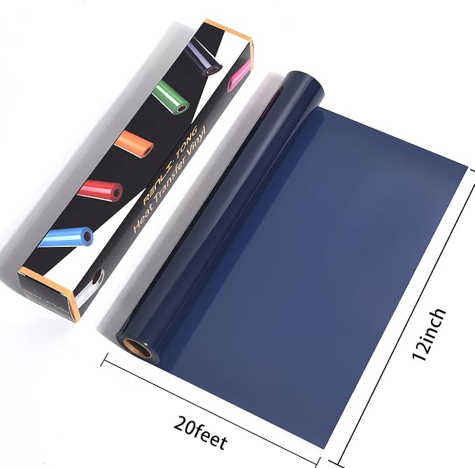 RENLITONG Navy Blue Iron on Vinyl 12Inch by 20ft Roll HTV Heat Transfer Vinyl - Image 3