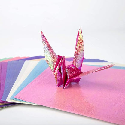 STOBOK 100pcs Shiny Origami Paper Iridescent Paper Square Shiny Folding - Image 3