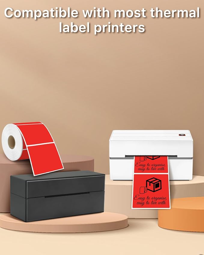 iEager Red Square Thermal Label Stickers, 500 Sheets/Roll - Image 5