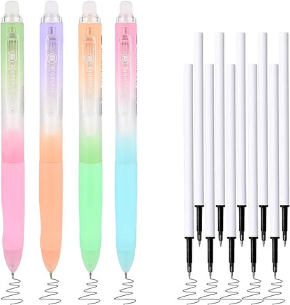 Temiary 4 Pcs Erasable Gel Pens & 10 Pcs Refills, Retractable Ink Pen by Temiary