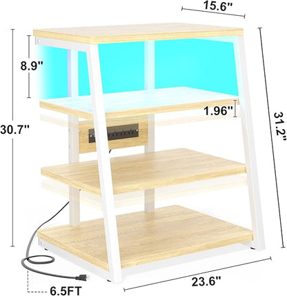 AV Media Stand with Outlets, Media Console with LED Lights, Stereo Racks and - Image 3