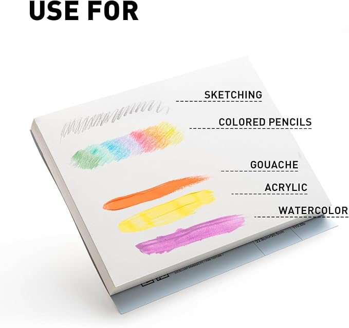 HIMI Mix Media Paper Pad 9X12'' 90 Sheets Mix Paper Pad, Side Wire Bound - Image 4