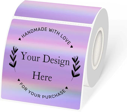 Holographic Square Thermal Labels Stickers 3" x 3", Direct Square Thermal by Unknown