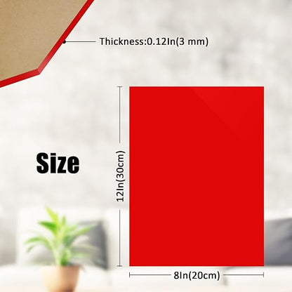 2 Pcs Red Acrylic Sheets for Laser Cutting Thick 3mm 8x12x1/8In Red Acrylic - Image 3