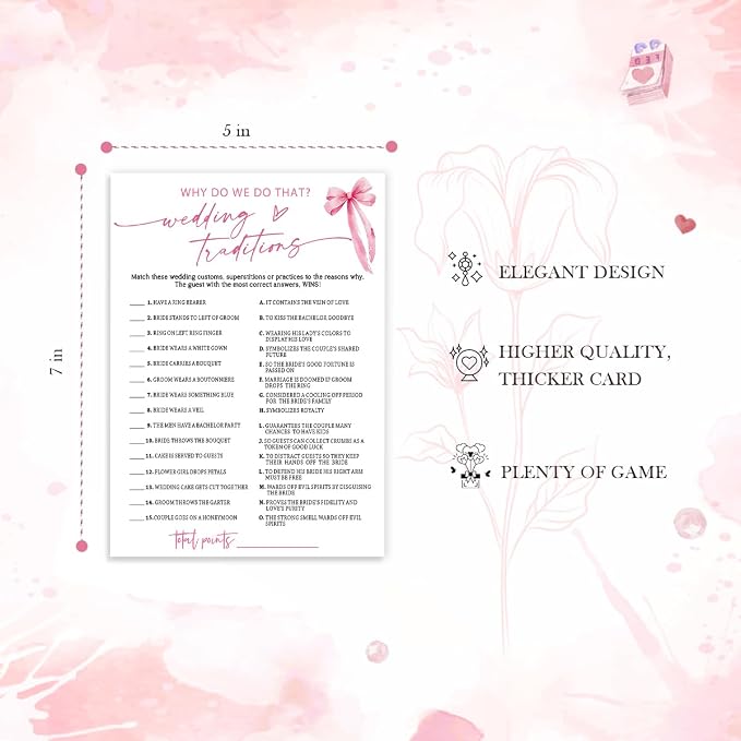 Bridal Shower Games Cards, Wedding Traditions Why Do We Do That, 25 Cards - Image 2