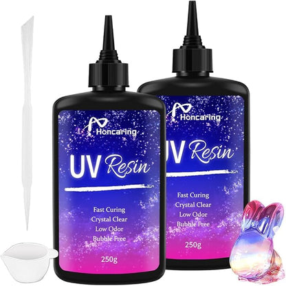 UV Resin 500g, Upgraded Formula & Crystal Clear by Honcaring