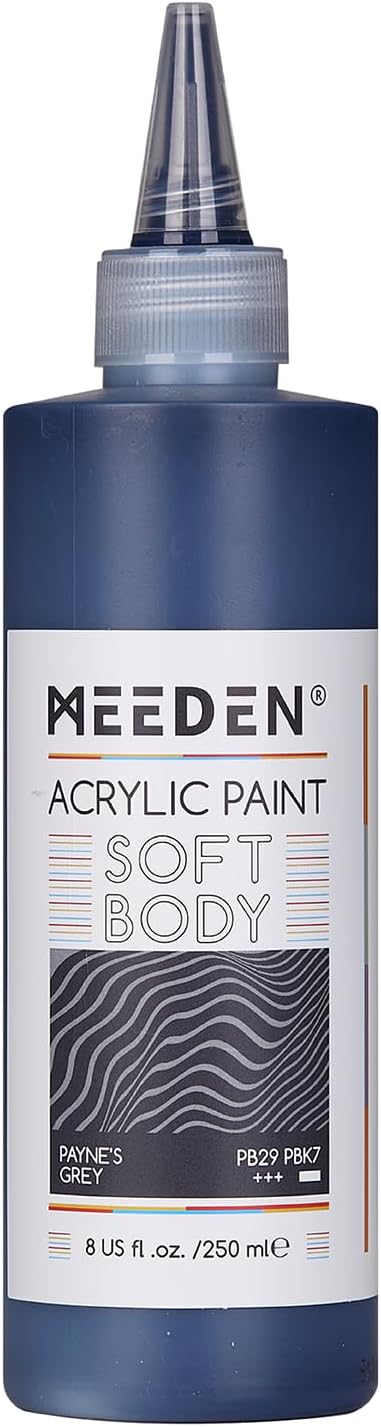 MEEDEN Soft Body Acrylic Paint: Payne's Grey Matte Finish - 250ml/8.45oz Bulk by MEEDEN