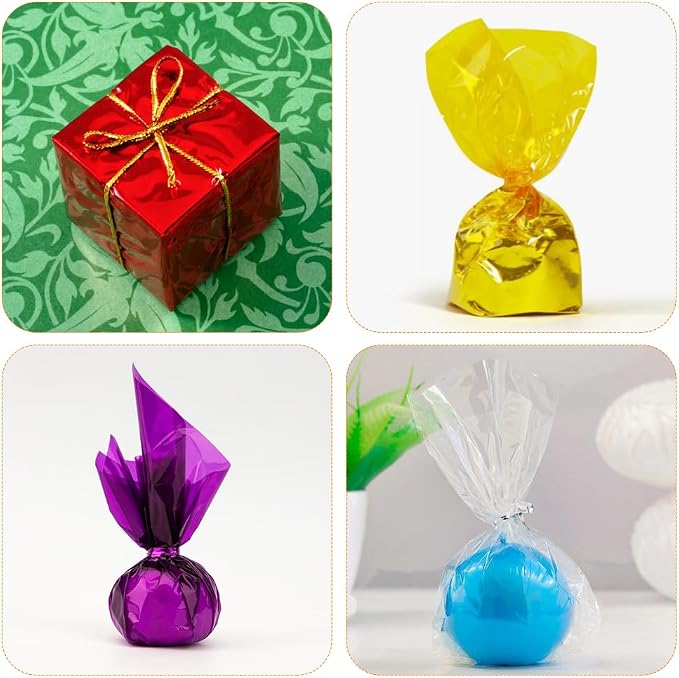 168 PCS Colored Cellophane Wrap Paper Treat Candy Small Gifts Wrapping Baskets - Image 5
