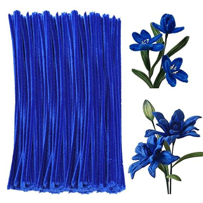100 Pieces Pipe Cleaners Chenille Stem, Royal Blue Pipe Cleaners Set - Image 2