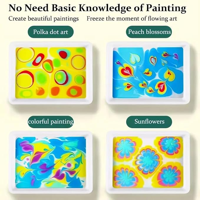 JAJADO 27 Pcs Water Marbling Paint Kit, Water Paint Marbling Ink & Turkish - Image 7