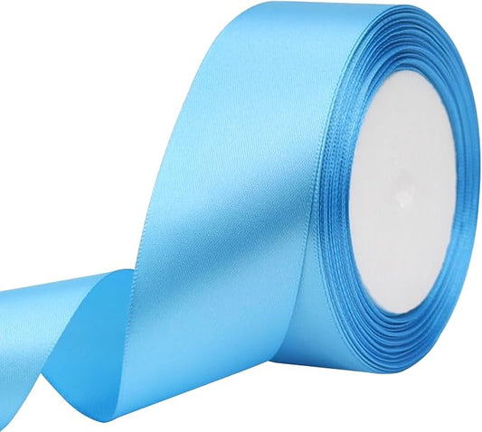 Light Blue Solid Satin Ribbon 1-1/2 Inch 25 Yards Solid Polyester Fabric Ribbon by Riunbb