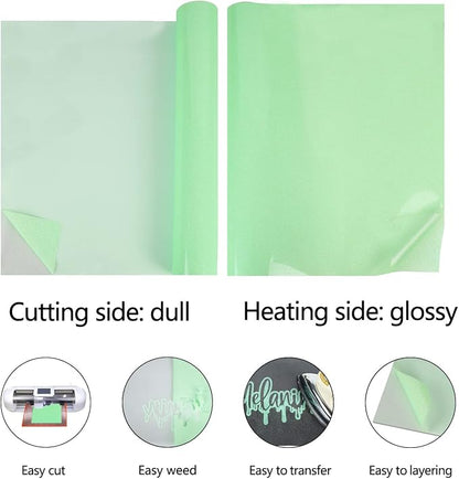 guangyintong Glow Glitter Light Green Heat Transfer Vinyl HTV Rolls, Glitter - Image 5