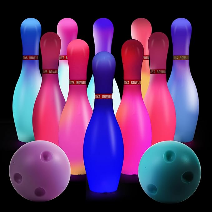 Light Up Bowling Set, Glow in The Dark Bowling Balls & Pins by Zloveleexr