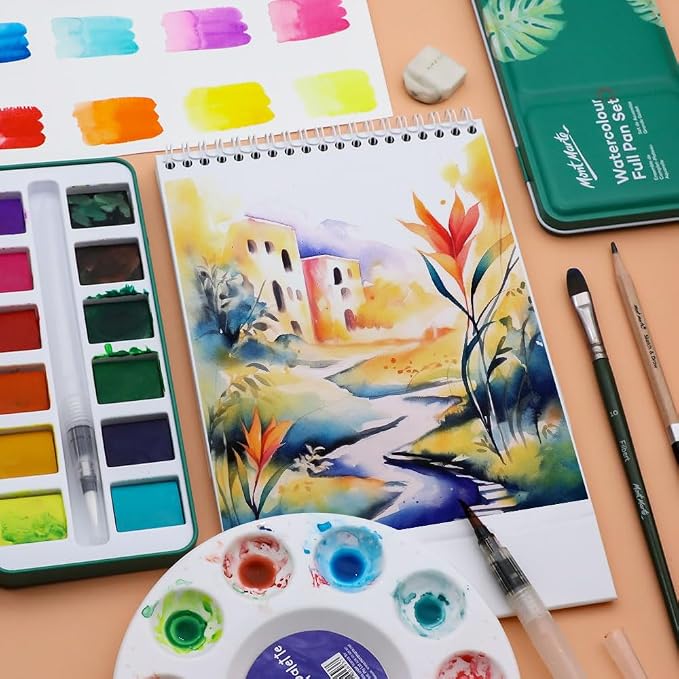 Mont Marte Watercolor Set Full Pan Signature 13pc in Tin, Portable Watercolor - Image 5