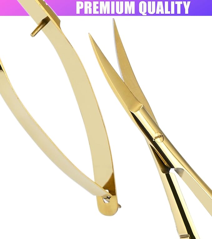 Cross Edge Curved Spring Scissors 5 Inch Stainless Steel Precision Eyebrow & - Image 6