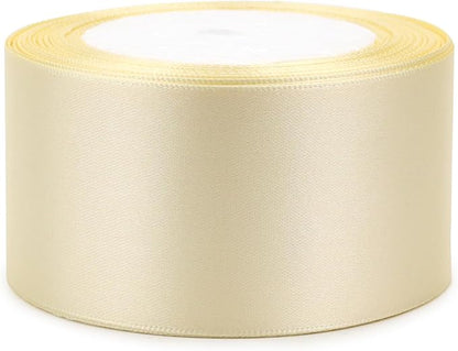 Rice White Solid Satin Ribbon 2 Inch 25 Yards Solid Polyester Fabric Ribbon - Image 6