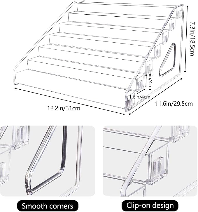 Trading Card Display Stand, 7-Tier Greeting Card Display Stand, 12 in Acrylic - Image 2