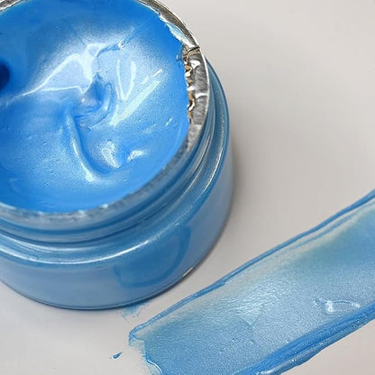 Shimmer Blue Metallic Acrylic Paint Metallic Chalk Paste 1.7oz/50ml, DIY Crafts by JAJADO