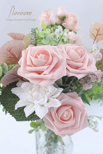 Floroom Artificial Flowers 25pcs Real Looking Blush Foam Fake Roses - Image 4