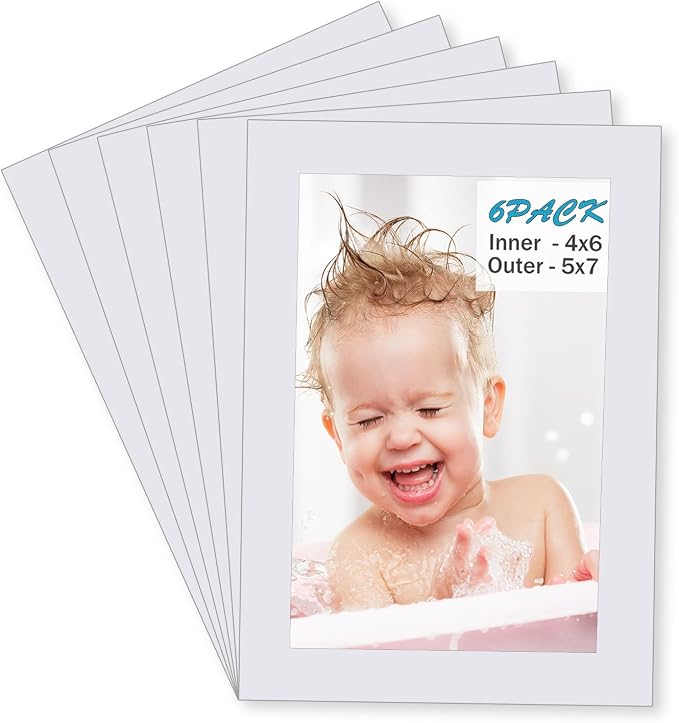 Egofine 5x7 White Picture Mats Pack of 6, Frame Mattes by Egofine