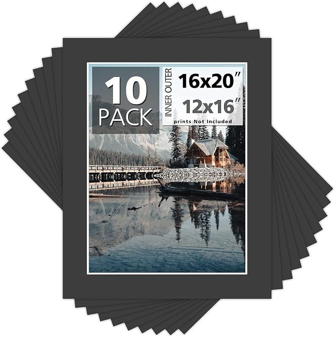 MBC Mat Board Center, 16x20 for 12x16 Black Photo Picture Mats by MatBoardCenter