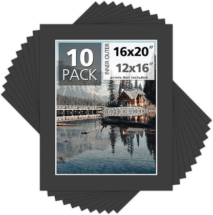 MBC Mat Board Center, 16x20 for 12x16 Black Photo Picture Mats by MatBoardCenter