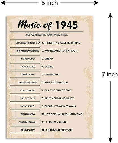 80th Birthday Party Games, Music of 1945 Games, Birthday Party Supplies - Image 2