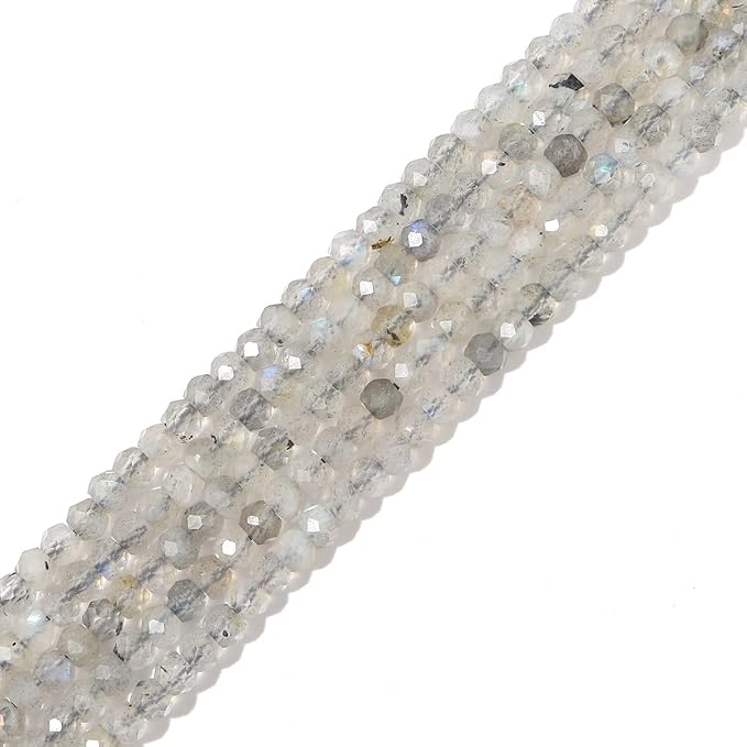 Natural Spectrolite Beads 4x2mm 120pcs Faceted Rondelle Loose Semi Gemstone by Beadia
