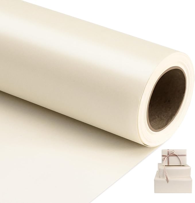 NESCCI Off White Matte Wrapping Paper, Solid Color Pearly-Lustre Paper by NESCCI