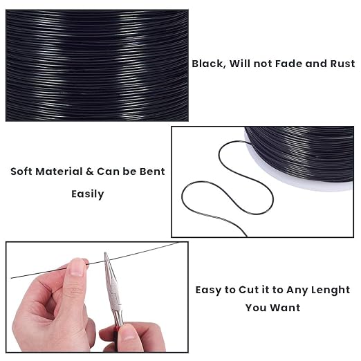 BENECREAT 20 Gauge 770FT Black Anodized Aluminum Jewelry Craft Wire - Image 2