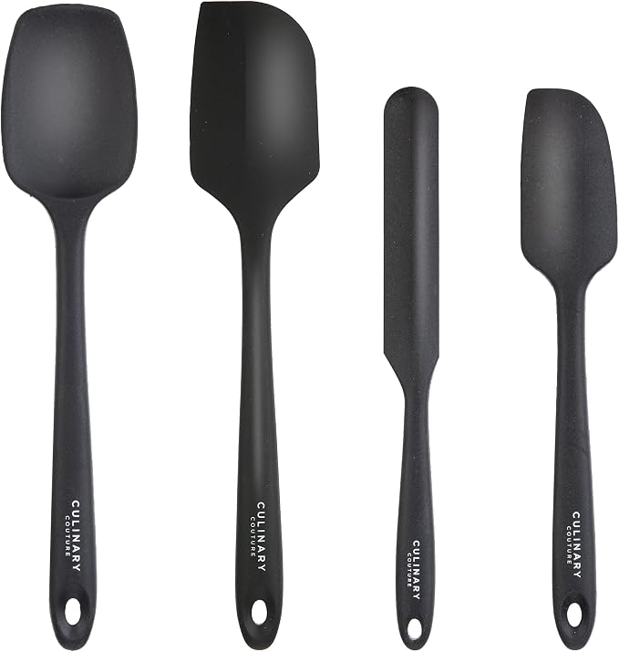 Culinary Couture 4-Piece Black Baking Spatula Set by CulinaryCouture