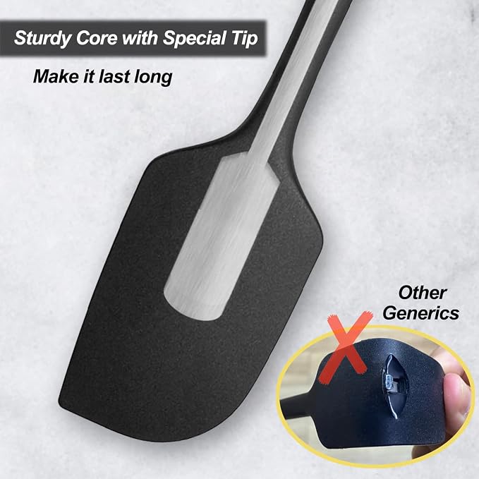 3 Pack Large Silicone Spatula for Kitchen, 600°F Heat resistant Rubber Spatulas - Image 4