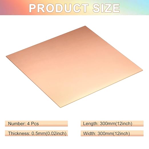 Therwen 4 Pieces Copper Sheets Plates Metal - Image 2