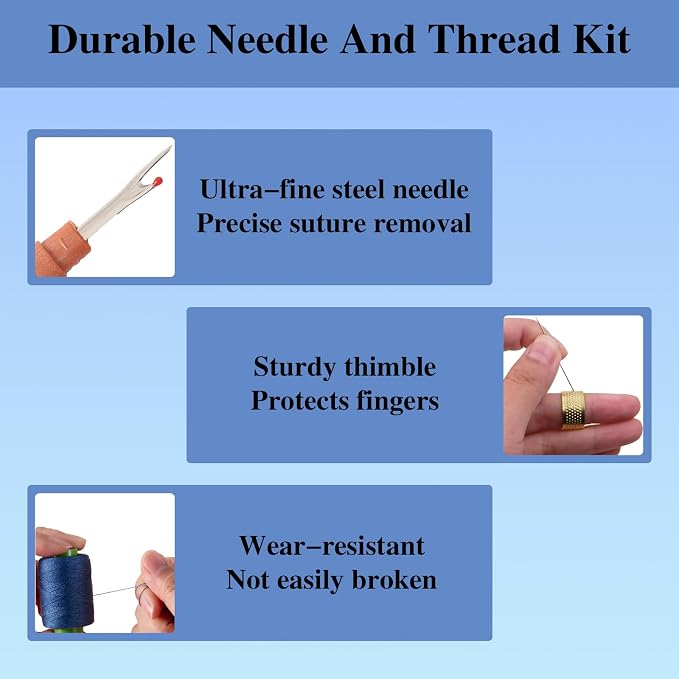 Big Eye Steel Sewing Needles Kit, Thread Ripper, Threaders and 6 Color Threads - Image 4