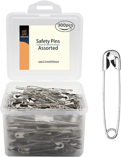300 PCS Safety Pin, 2.2Inch/54mm Safety Pins Bulk, Safety Pin, Small Safety Pins by Vrupin