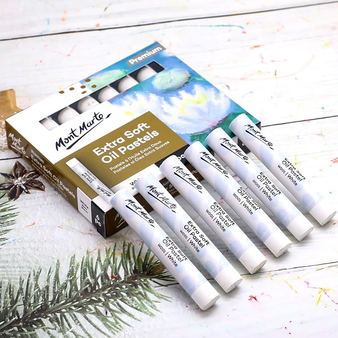 Mont Marte Extra Soft Oil Pastels White Premium 6pc, Versatile Art Pastels - Image 2