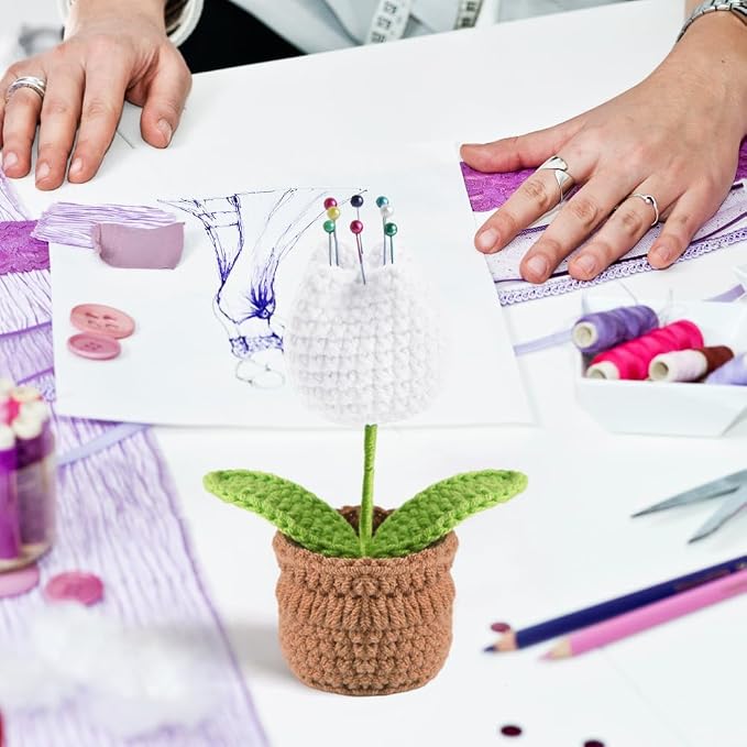 Tulip Pin Cushion, Handmade Knitted Pincushions, Cute Pin Cushions Needle - Image 5