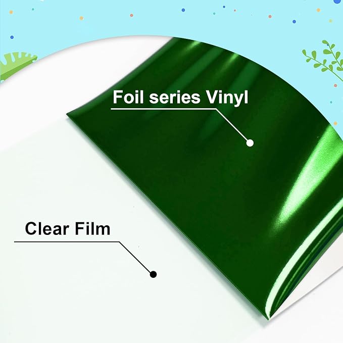 Metallic Green Sheet Foil Heat Transfer Vinyl, 12Inch x 6Ft Bundle Chrome HTV - Image 3