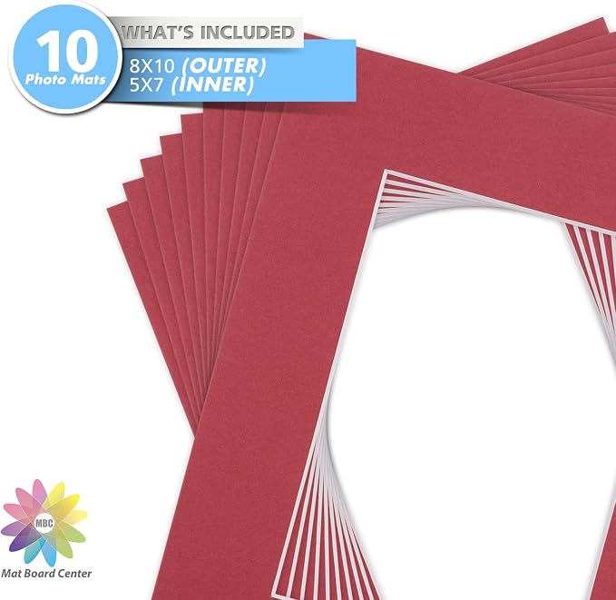 Mat Board Center, 8x10 for 5x7 China Red Color Mats - Image 3