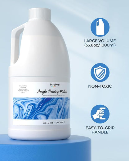 Nicpro Paint Thinner for Acrylic Painting, 33.8oz / 1000ml, Acrylic Paint - Image 4
