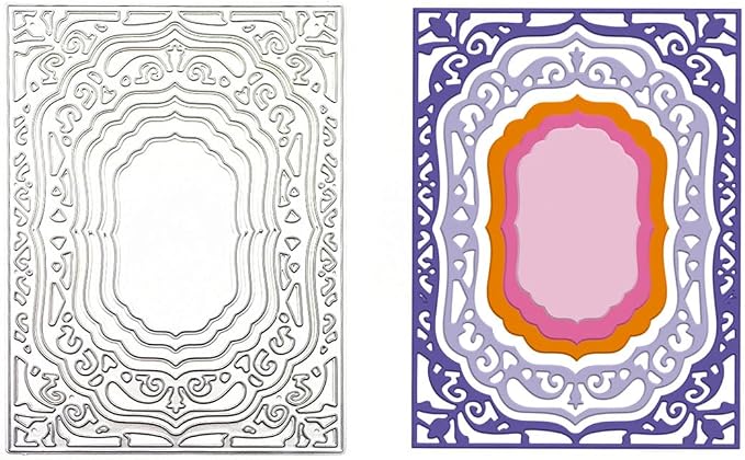 Lace Rectangle Frame Metal Die Cuts, Flower Border Square Frames Layering Label - Image 3