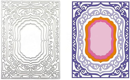 Lace Rectangle Frame Metal Die Cuts, Flower Border Square Frames Layering Label - Image 3