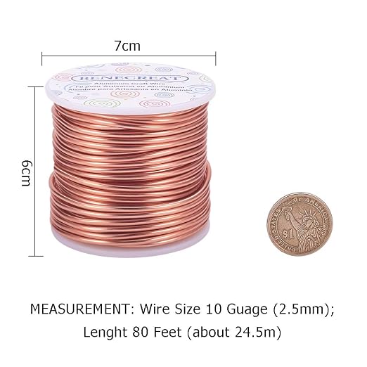 BENECREAT 10 Gauge Jewelry Craft Aluminum Wire 80 Feet Bendable Metal Sculpting - Image 2