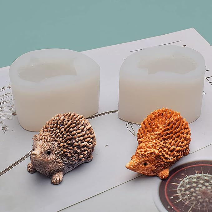 Cute 3D Hedgehog Scented Candle Mold 2 Pack Hedgehog Mold Silicone Mold by ESEDAGESiliconeMold