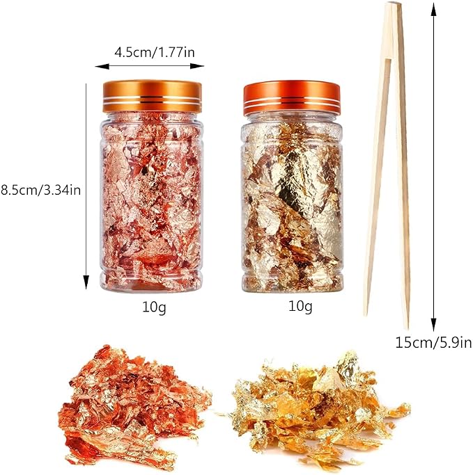 Gold Flakes for Resin, 2 Bottles 10g Imitation Golden Foil Gilding Flake - Image 6