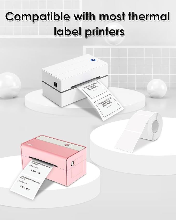iEager White Square Thermal Label Stickers, 500 Sheets/Roll - Image 4
