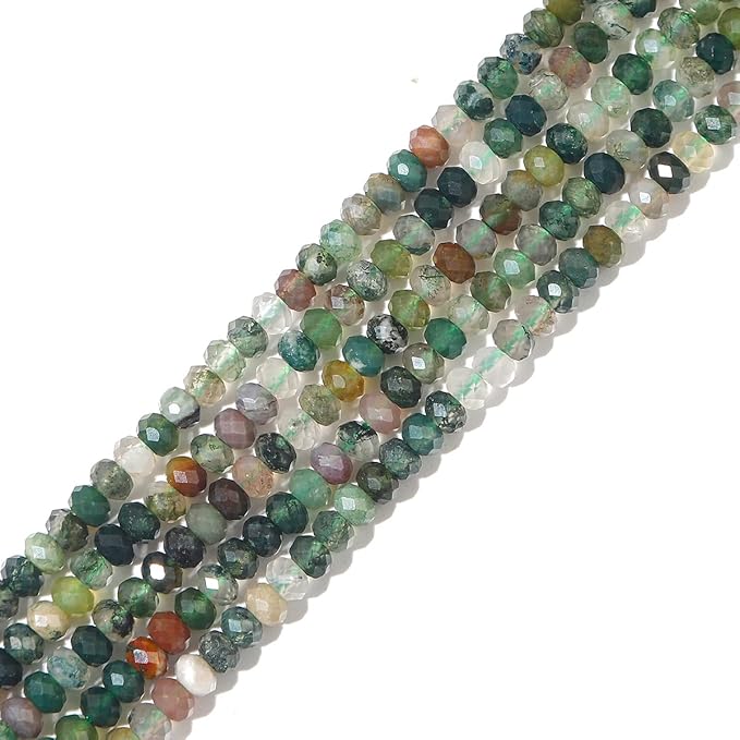 Natural Indian Agate Beads 4x2mm 120pcs Faceted Rondelle Loose Semi Gemstone by Beadia